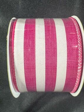 Striped Pink and White Decorative Ribbon Roll - Home Party Supplies